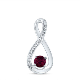 Sterling Silver Round Lab - Created Ruby Fashion Pendant 0.01 Cttw - Splendid Jewellery