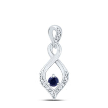 Load image into Gallery viewer, Sterling Silver Round Lab - Created Blue Sapphire Solitaire Pendant 0.02 Cttw - Splendid Jewellery