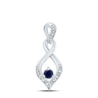 Sterling Silver Round Lab - Created Blue Sapphire Solitaire Pendant 0.02 Cttw - Splendid Jewellery