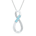 Sterling Silver Round Lab - Created Blue Topaz 3 - Stone Infinity Pendant 1/20 Cttw - Splendid Jewellery
