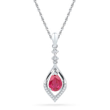 Load image into Gallery viewer, Sterling Silver Oval Lab - Created Ruby Solitaire Pendant 1/12 Cttw - Splendid Jewellery