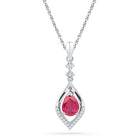 Sterling Silver Oval Lab - Created Ruby Solitaire Pendant 1/12 Cttw - Splendid Jewellery