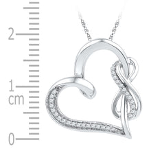 Load image into Gallery viewer, Sterling Silver Round Diamond Sterling Silver Womens Linked Infinity Heart Pendant 1/8 Cttw - Splendid Jewellery