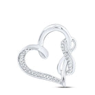 Sterling Silver Round Diamond Sterling Silver Womens Linked Infinity Heart Pendant 1/8 Cttw - Splendid Jewellery