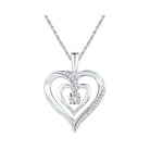 Sterling Silver Round Diamond Sterling Silver Womens Pendant 1/10 Cttw - Splendid Jewellery