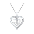 Sterling Silver Round Diamond Sterling Silver Womens Pendant 1/10 Cttw - Splendid Jewellery