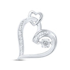 Sterling Silver Round Diamond Heart Pendant 0.01 Cttw - Splendid Jewellery