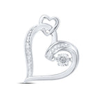 Sterling Silver Round Diamond Heart Pendant 0.01 Cttw - Splendid Jewellery