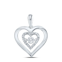Load image into Gallery viewer, Sterling Silver Round Diamond Sterling Silver Womens Moving Heart Pendant . - Splendid Jewellery