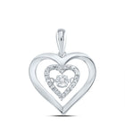 Sterling Silver Round Diamond Sterling Silver Womens Moving Heart Pendant . - Splendid Jewellery