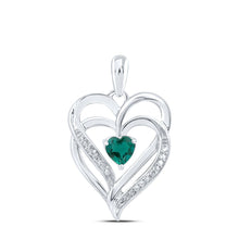 Load image into Gallery viewer, Sterling Silver Round Lab - Created Emerald Heart Pendant 0.01 Cttw - Splendid Jewellery