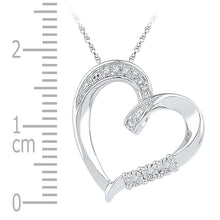 Load image into Gallery viewer, Sterling Silver Round Diamond Sterling Silver Womens Heart Pendant . 0.03 Cttw - Splendid Jewellery