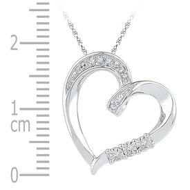 Sterling Silver Round Diamond Sterling Silver Womens Heart Pendant . 0.03 Cttw - Splendid Jewellery