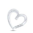 Sterling Silver Round Diamond Sterling Silver Womens Heart Pendant . 0.03 Cttw - Splendid Jewellery