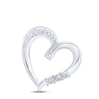 Sterling Silver Round Diamond Sterling Silver Womens Heart Pendant . 0.03 Cttw - Splendid Jewellery