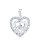 Sterling Silver Round Diamond Heart Pendant 1/10 Cttw - Splendid Jewellery