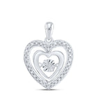 Sterling Silver Round Diamond Heart Pendant 1/10 Cttw - Splendid Jewellery