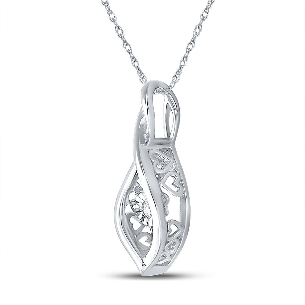 Sterling Silver Round Diamond Sterling Silver Womens Infinity Twinkle Moving Pendant . 0.03 Cttw - Splendid Jewellery