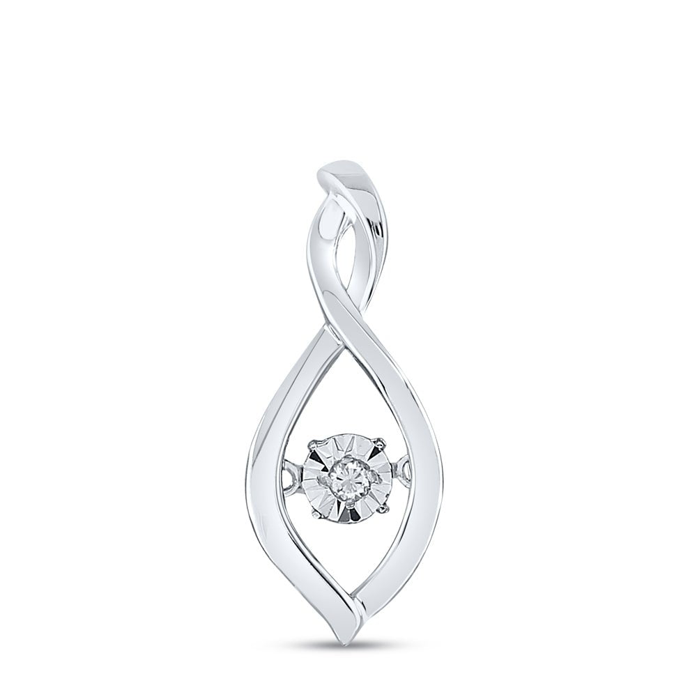 Sterling Silver Round Diamond Sterling Silver Womens Infinity Twinkle Moving Pendant . 0.03 Cttw - Splendid Jewellery