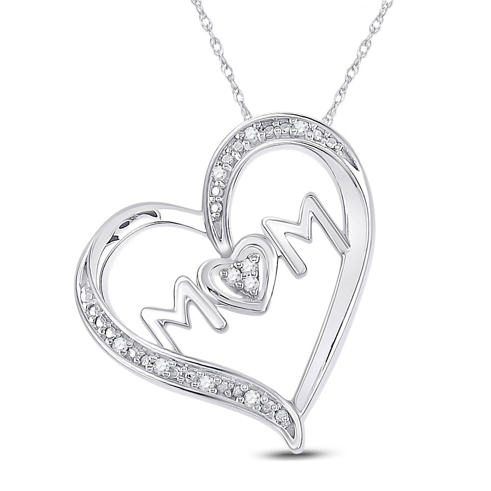 Sterling Silver Round Diamond Heart Pendant 1/20 Cttw - Splendid Jewellery