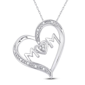 Sterling Silver Round Diamond Heart Pendant 1/20 Cttw - Splendid Jewellery