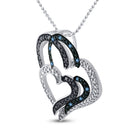 Sterling Silver Womens Blue Color Enhanced Diamond Heart Pendant 1/20 Cttw - Splendid Jewellery