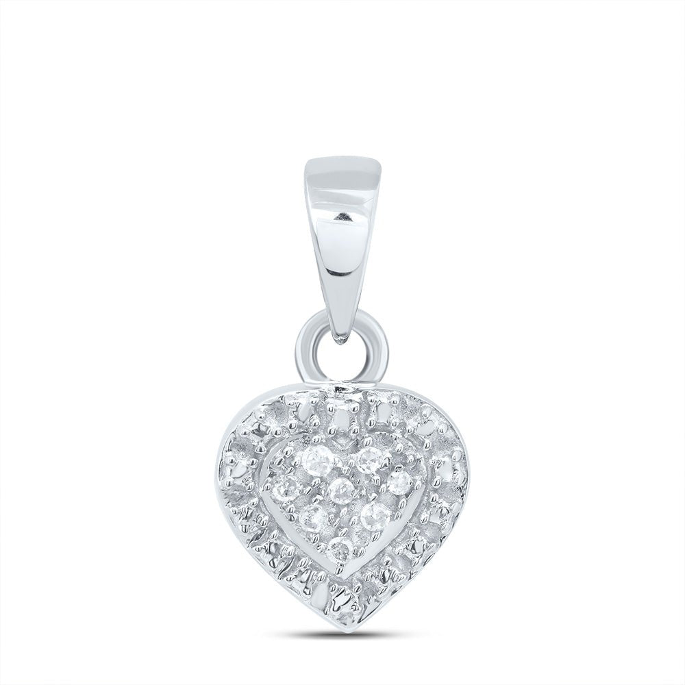 Sterling Silver Round Diamond Sterling Silver Womens Small Heart Pendant . 0.03 Cttw - Splendid Jewellery