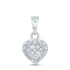 Sterling Silver Round Diamond Sterling Silver Womens Small Heart Pendant . 0.03 Cttw - Splendid Jewellery