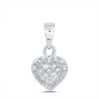 Sterling Silver Round Diamond Sterling Silver Womens Small Heart Pendant . 0.03 Cttw - Splendid Jewellery