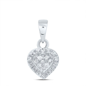 Sterling Silver Round Diamond Sterling Silver Womens Small Heart Pendant . 0.03 Cttw - Splendid Jewellery
