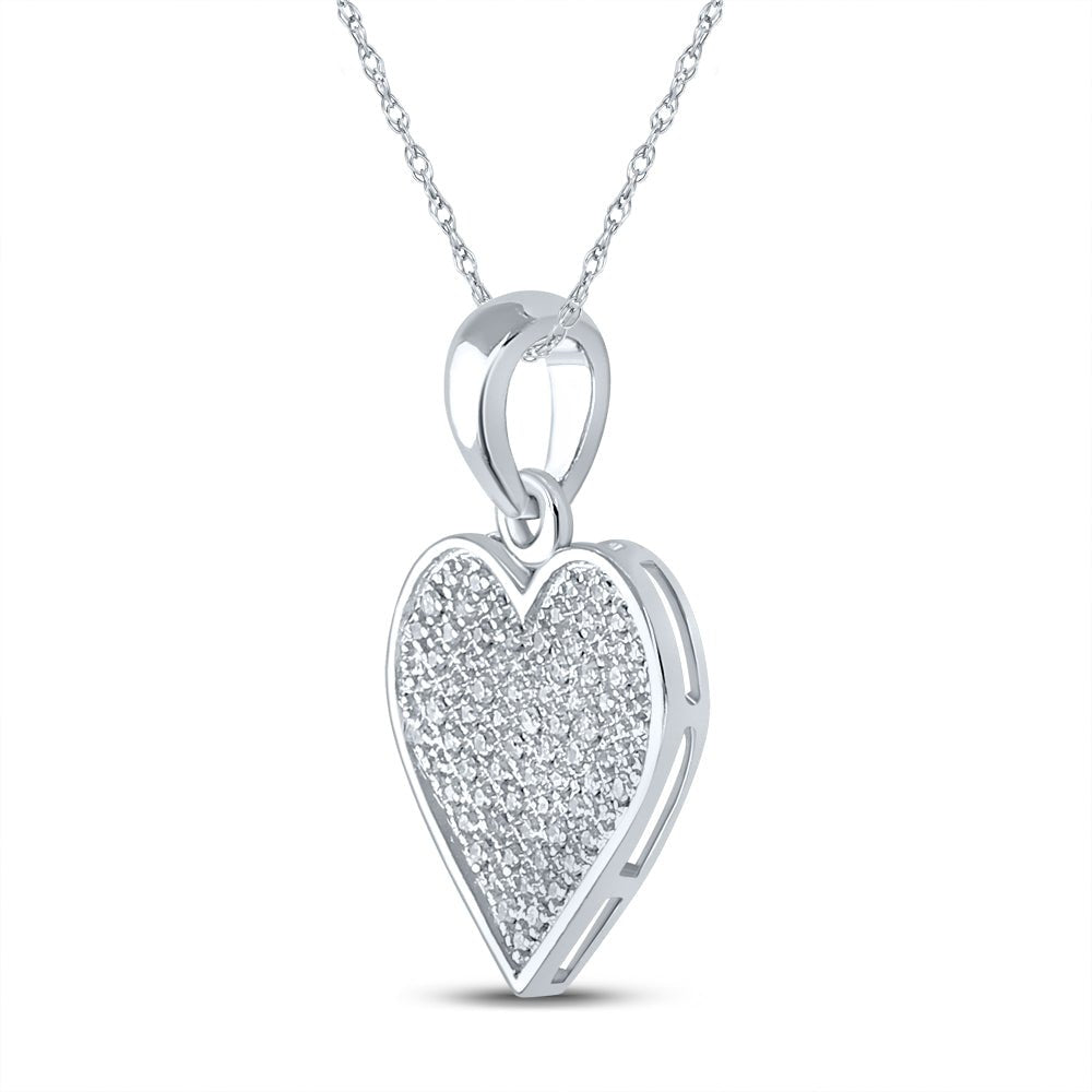 Sterling Silver Round Diamond Heart Pendant 1/4 Cttw - Splendid Jewellery