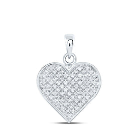 Sterling Silver Round Diamond Heart Pendant 1/4 Cttw - Splendid Jewellery