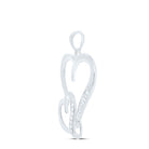 Sterling Silver Round Diamond Sterling Silver Womens Double Heart Pendant 1/10 Cttw - Splendid Jewellery