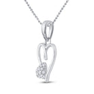 Sterling Silver Round Diamond Sterling Silver Womens Heart Pendant 1/20 Cttw - Splendid Jewellery