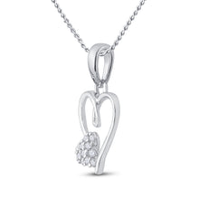 Load image into Gallery viewer, Sterling Silver Round Diamond Sterling Silver Womens Heart Pendant 1/20 Cttw - Splendid Jewellery