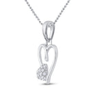 Sterling Silver Round Diamond Sterling Silver Womens Heart Pendant 1/20 Cttw - Splendid Jewellery