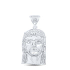 Sterling Silver Round Diamond Jesus Face Christ Charm Pendant 1/4 Cttw - Splendid Jewellery