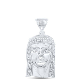 Sterling Silver Round Diamond Jesus Face Christ Charm Pendant 1/4 Cttw - Splendid Jewellery