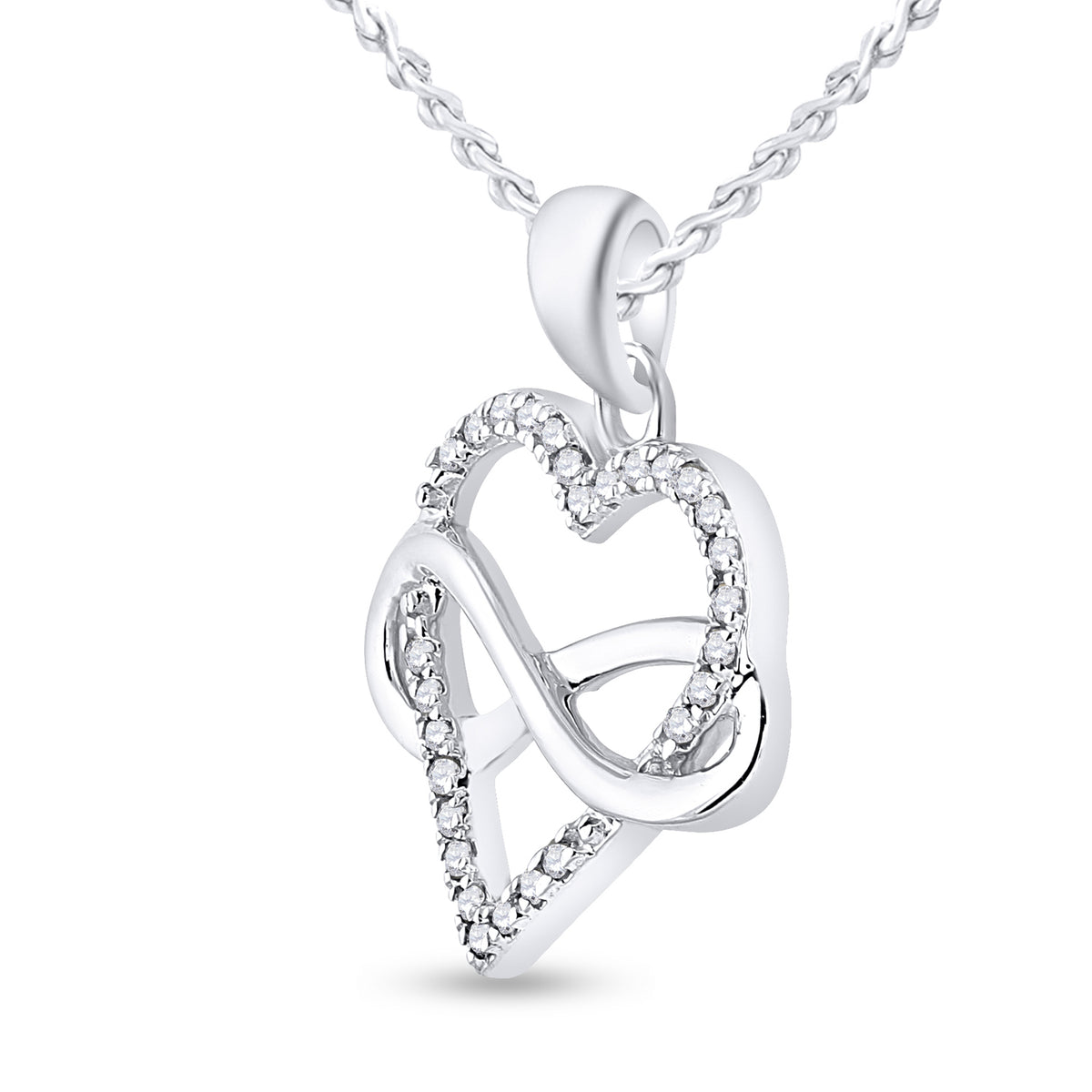 Sterling Silver Round Diamond Heart Pendant 1/6 Cttw - Splendid Jewellery