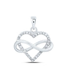 Sterling Silver Round Diamond Heart Pendant 1/6 Cttw - Splendid Jewellery