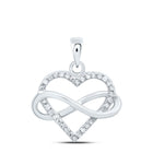 Sterling Silver Round Diamond Heart Pendant 1/6 Cttw - Splendid Jewellery