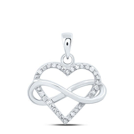 Sterling Silver Round Diamond Heart Pendant 1/6 Cttw - Splendid Jewellery