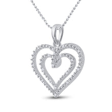Load image into Gallery viewer, Sterling Silver Round Diamond Sterling Silver Womens Heart Pendant 1/20 Cttw - Splendid Jewellery