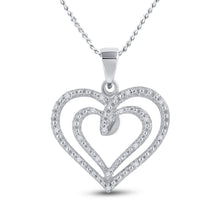 Load image into Gallery viewer, Sterling Silver Round Diamond Sterling Silver Womens Heart Pendant 1/20 Cttw - Splendid Jewellery