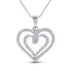 Sterling Silver Round Diamond Sterling Silver Womens Heart Pendant 1/20 Cttw - Splendid Jewellery