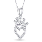 Sterling Silver Round Diamond Sterling Silver Womens Heart Pendant 1/10 Cttw - Splendid Jewellery