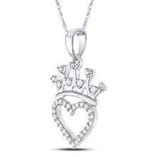 Load image into Gallery viewer, Sterling Silver Round Diamond Sterling Silver Womens Heart Pendant 1/10 Cttw - Splendid Jewellery