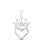 Sterling Silver Round Diamond Sterling Silver Womens Heart Pendant 1/10 Cttw - Splendid Jewellery