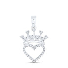 Sterling Silver Round Diamond Sterling Silver Womens Heart Pendant 1/10 Cttw - Splendid Jewellery