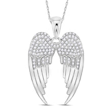 Load image into Gallery viewer, Sterling Silver Round Diamond Sterling Silver Womens Angel Wings Pendant 3/8 Cttw - Splendid Jewellery
